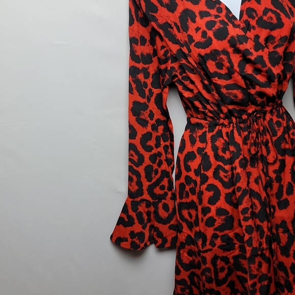 NEW Women V-Neck Long Sleeve Printed midi Casual Dress - Picture 6 of 10